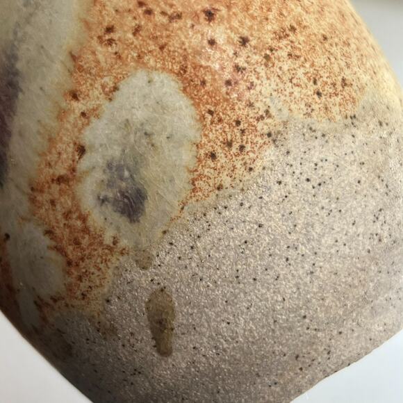 Studio Art Pottery Pitcher Handmade Vase Ivory Brown Orange Mix Speckled 9" X 5" - Picture 8 of 11